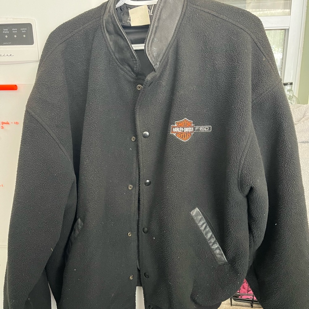 Vintage Harley-Davidson Black Fleece Bomber-Style Jacket